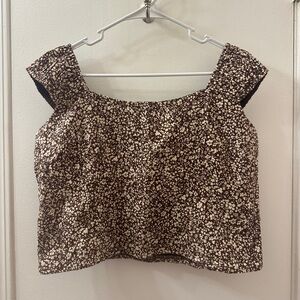 Abercrombie & Fitch Crop Top - Linen blend scrunchie cap sleeve XL - NWT